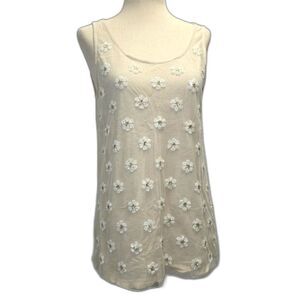 LOFT Sequin Daisy Layering Tank Top Size Small
